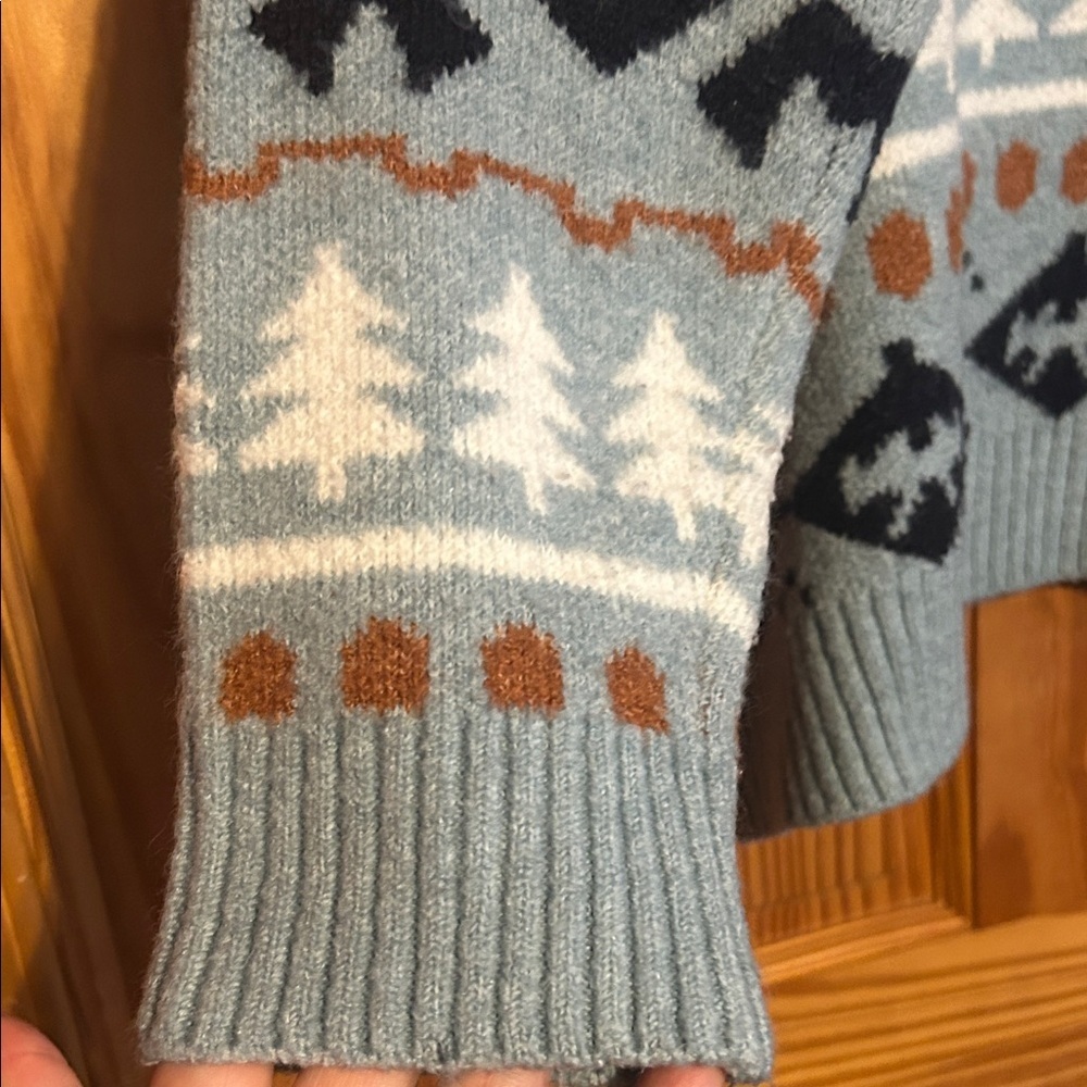 Panache Nordic Blue and Brown Turtleneck Sweater - Picture 4 of 8